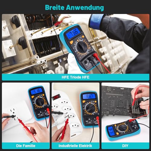 Mini Digital Multimeter Digitalmultimeter für Spannung AC/DC Spannung, Diode und Mehr mit Kapazitäts-, Frequenz- und Diodentest, Voltmeter Messgerät Digital Brovamo Mini i11