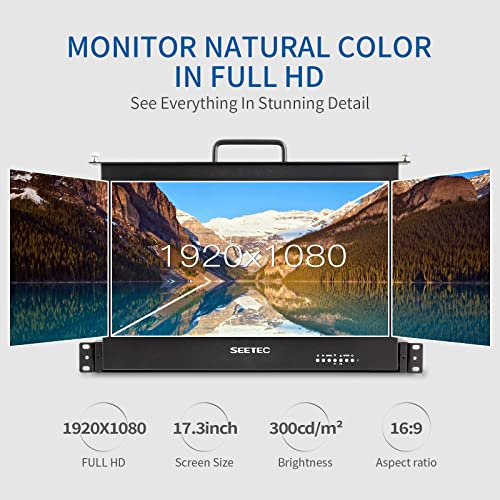 Image of 17.3 Inch SDI Rack Mount Monitor SC173-HSD-56 1RU Pull Out Production Monitor Full HD 1920x1080 3G-SDI HDMI