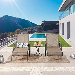 PatioFestival Patio Chaise Lounge Outdoor Adjustable Back Metal Lounge Chair with Bistro Table 3 Pieces for Porch Backyard Pool PatioFestival Patio Chaise Lounge Outdoor Adjustable Back Metal Lounge Chair with Bistro Table 3 Pieces for Porch Backyard Pool