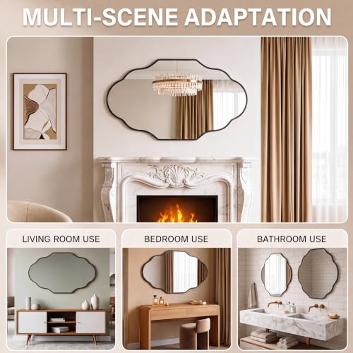 Clevich Spiegel Asymmetrisch 66x116cm Rahmen Alu, HD Glas Wandspiegel, Moderner Dekor-Spiegel, Schlankes Modernes Design… – Ansicht 8