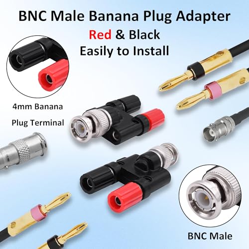 Adaptador BNC macho a doble banana hembra 2 piezas miniatura 5