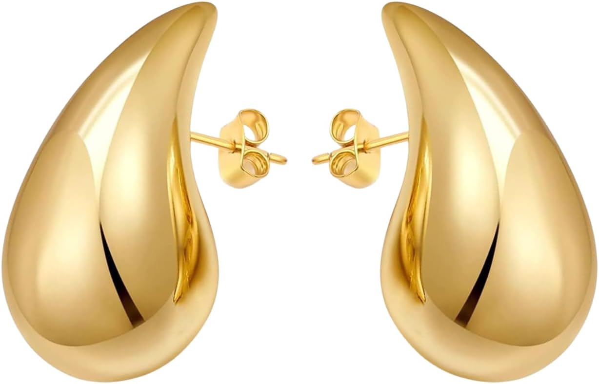 HighSparkChunky Gold Earrings for Women | Hypoallergenic Chunky Teardrop Earrings | Lovely Gift