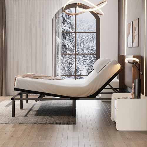 WEEWAY Queen Adjustable Bed Frame, Electric Bed Base with Wired Remote, Assembly Needed, Black