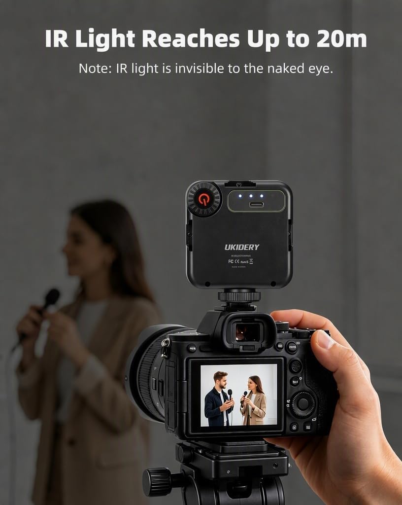 Mini IR Night Vision Light for Camera & Camcorder 2000mAh Rechargeable