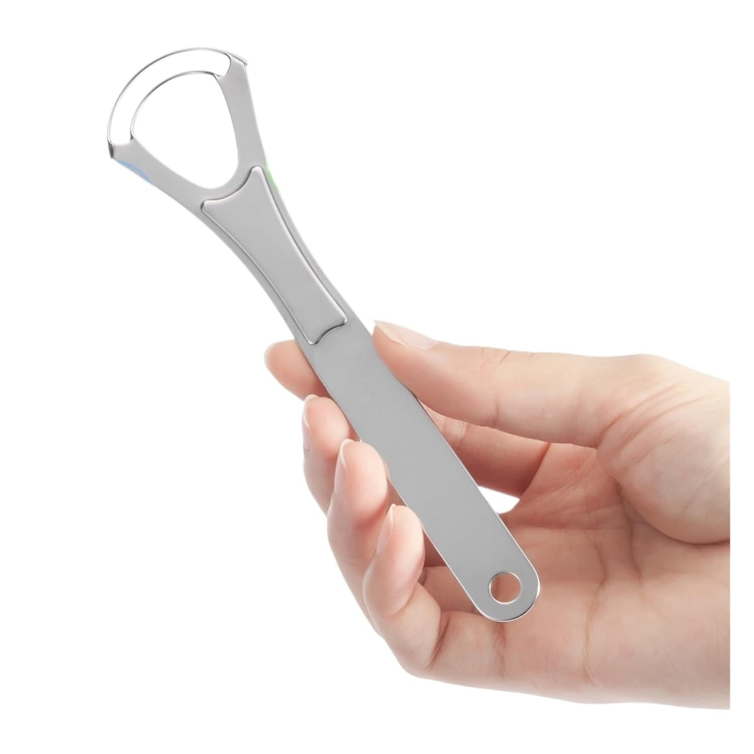 1 Pc Stainless Steel Tongue Scraper Plate For Removing Double Layer Coating Cleaner Brush(Rainbow color)