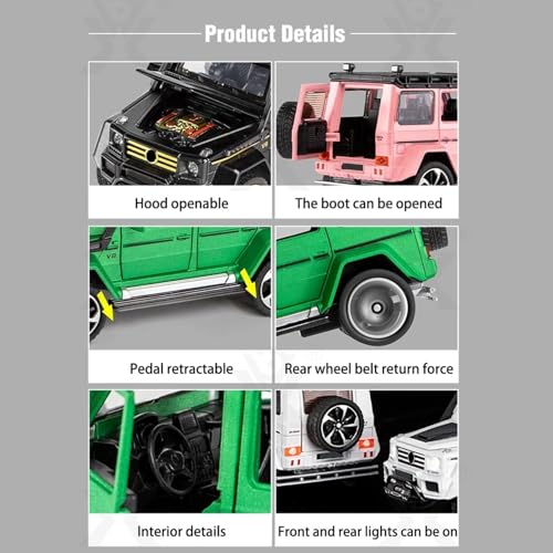 Image of 1:32 Scale BRABBUS G550 Toy Car | Metal Pullback Diecast Car for Kids with Openable Doors, Sound, Light Effects Toy for Car Enthusiasts (Color As Per Available)