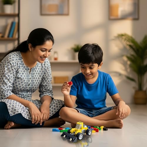 Image of STEM Construction Vehicle Building Blocks Set (92 Pcs) | DIY Bulldozerr Toy for Kids 7+ Years (Boys & Girls) | Educational Engineering Toy | Creativity & Problem Solving