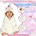 Flasoo 4 PCS Baby Towels Set, Soft Absorbent Baby Hooded Bath Towel, 1 Baby Towel and 3 Baby Washcloths for Newborns, Toddlers, and Kids, 32x32 inch Baby Towel for Boy and Girl (White Unicorn)
