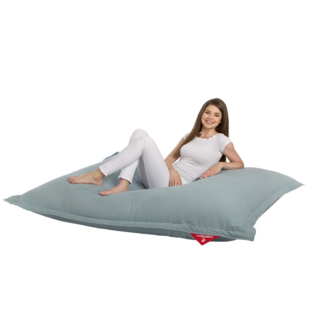 Sitzsack Indy mit Mikroperlen aus Deutscher Qualitätsfüllung, EPS HBCD frei, Indoor Sitzsack mit Innenhülle, 140x180 cm, Neu (blaugrau)