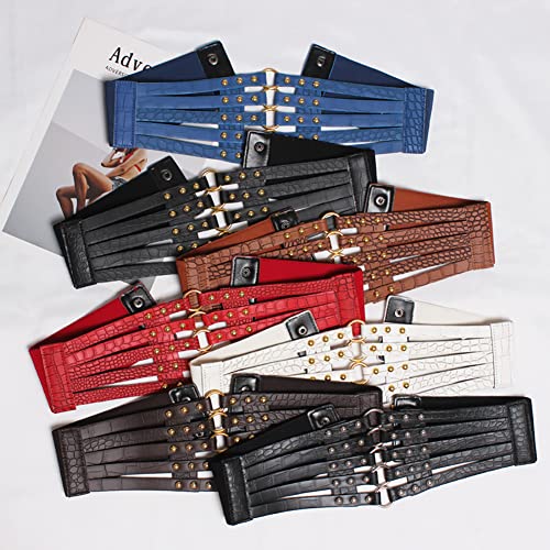 Women Waist Belt for Dress, Fashion PU Leather Wide Elastic Waist Belt Corset Belt Cinch Waist Belt for Costume Party4