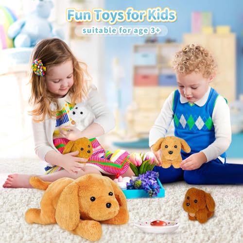 Image of KMUYSL Puppy Stuffed Animals Toys for Ages 0 1 2 3 4 5 6 7 8+ Years Old Kids - Mommy Dog with 4 Baby Puppies in Her Tummy, Idea Xmas Birthday Gifts for Baby, Toddler, Girls, Boys
