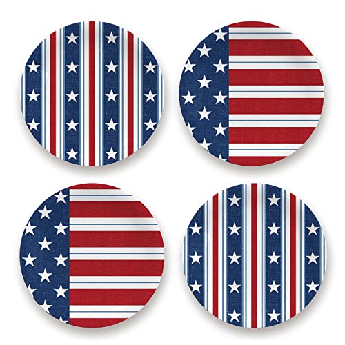 TarHong Stars & Stripes Assorted Patterned Salad Plates, 8.4-Inch...
