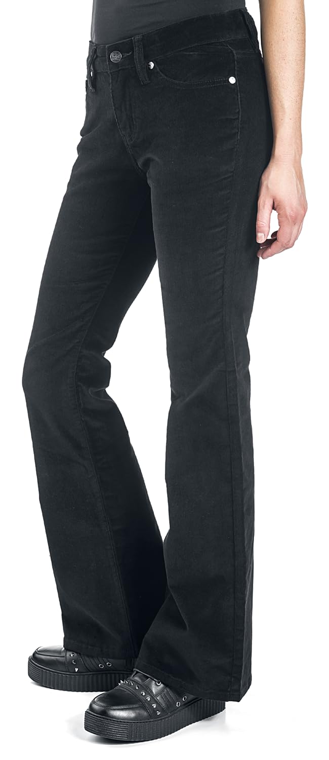 Black Premium by EMP Damen Schwarze Cort-Hose mit Schlag