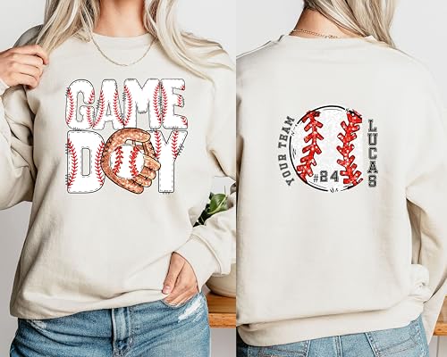 Personalized Baseball Game Day Shirt, Baseball Gameday Unisex Sweatshirt, Custom Baseball Shirts, Gift for Baseball Lover, Game Day Sweater4