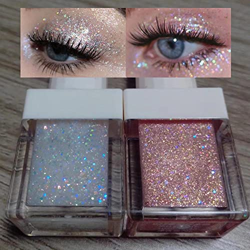 Waterproof Liquid Glitter Eyeshadow Eyeliner Makeup.fairy Eye Shadow Iridescent Pearl Peach Gold Eyeshadow Jewels Liquid Eyeshadow Set.liquid Sparkly Eye Liner Highlight Inner Corner Eye Looks 1#2# #TOP8