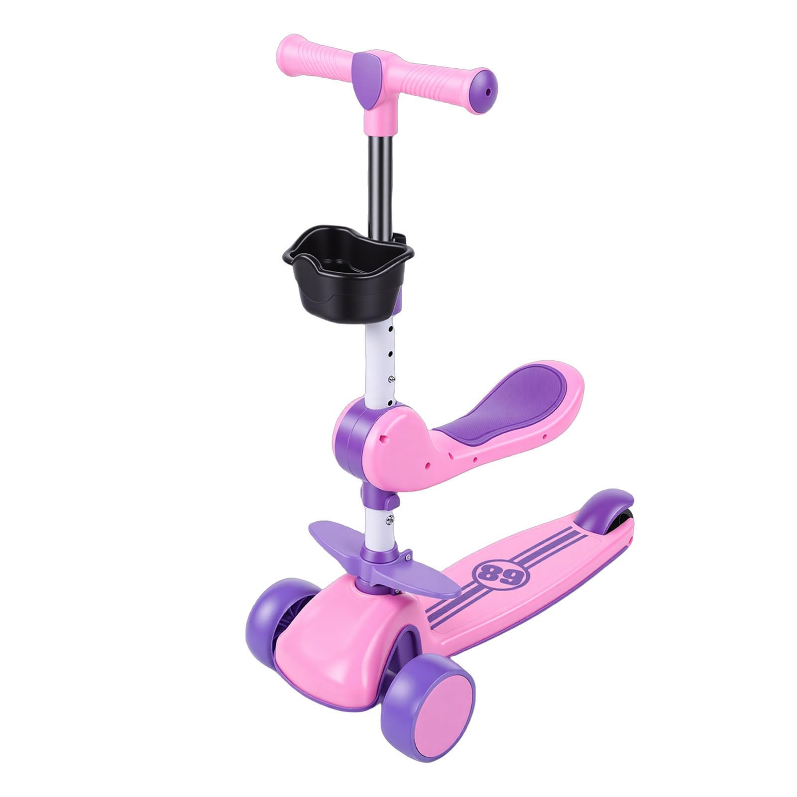 Asixxsix Patinete para Niños de 3 Ruedas, Patinete con Luz LED para Niños Pequeños con Manillar Ajustable y Asiento Extraíble, para de 2 a 8 Años de Edad y Actividades