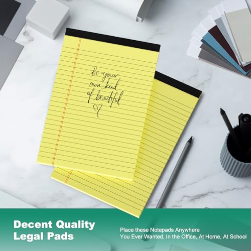 Image of 10 Pack Yellow Legal Pads 5x8 Small Note Pads, Writing Pads for Work, College Ruled Perforated Memo Pad, Desk Notepad with Study Backboard, 30 Sheets Per Pad, 5x8 Legal Pad for Office /School /Home