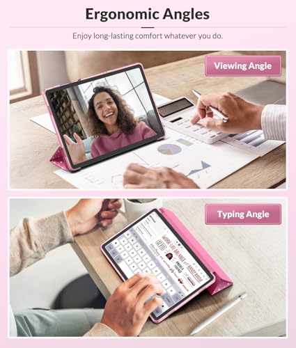 Image of MoKo Case for Samsung Galaxy Tab A11+ Plus 11 inch 2025, Shiny Pink | Fit Samsung Galaxy Tab A9+ Plus 2023 with Soft TPU Translucent Back Protective Cover Trifold Stand Case, Auto Wake /Sleep