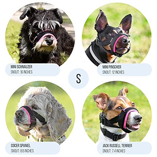 Image of Gentle Muzzle Guard for Dogs - Prevents Biting and Unwanted Chewing Safely Secure Comfort Fit - Soft Neoprene Padding - No More Chafing - Training Guide Helps Build Bonds with Pet (S, Pink)