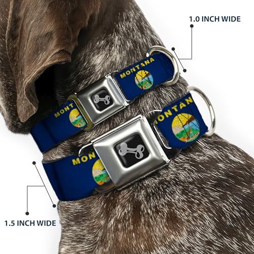 Collier chien Buckle Down Montana Drapeaux en forme d'os modèle large