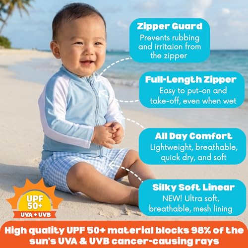 Image of SwimZip Boys' Long Sleeve Rash Guard & Swim Shorts Set - UPF 50+ Sun Protection