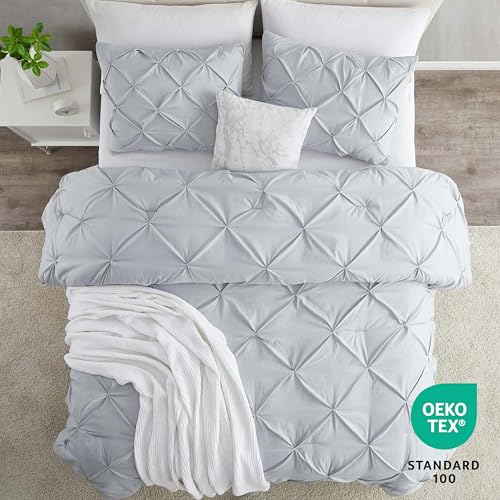 Image of Nestl California King Duvet Cover Steel Blue - Soft Double Brushed Duvet Set with Button Closure & Corner Ties, 3 Piece Luxurious Pinch Pleated Duvet Cover Set 104x98 Inches with 2 Pillow Shams