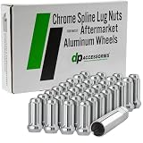 DPAccessories Lug Nuts Compatible with 1981-1993 Dodge D250 | Chrome Spline Style | Aftermarket Aluminum Wheels Only | Set of 32 Wheel Nuts & 1 Tool | DDOD2501A-CH/1