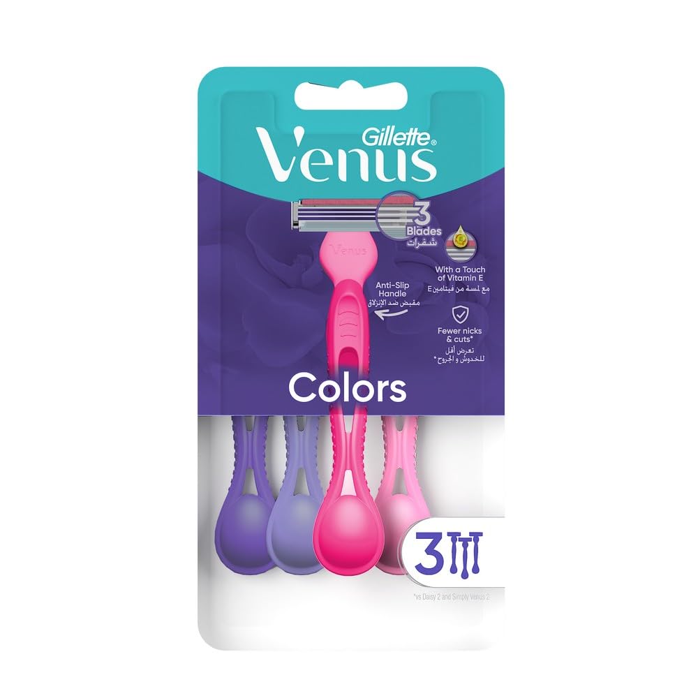 Gillette Venus 3 disposable razors for women, 3 razors with comfort blades