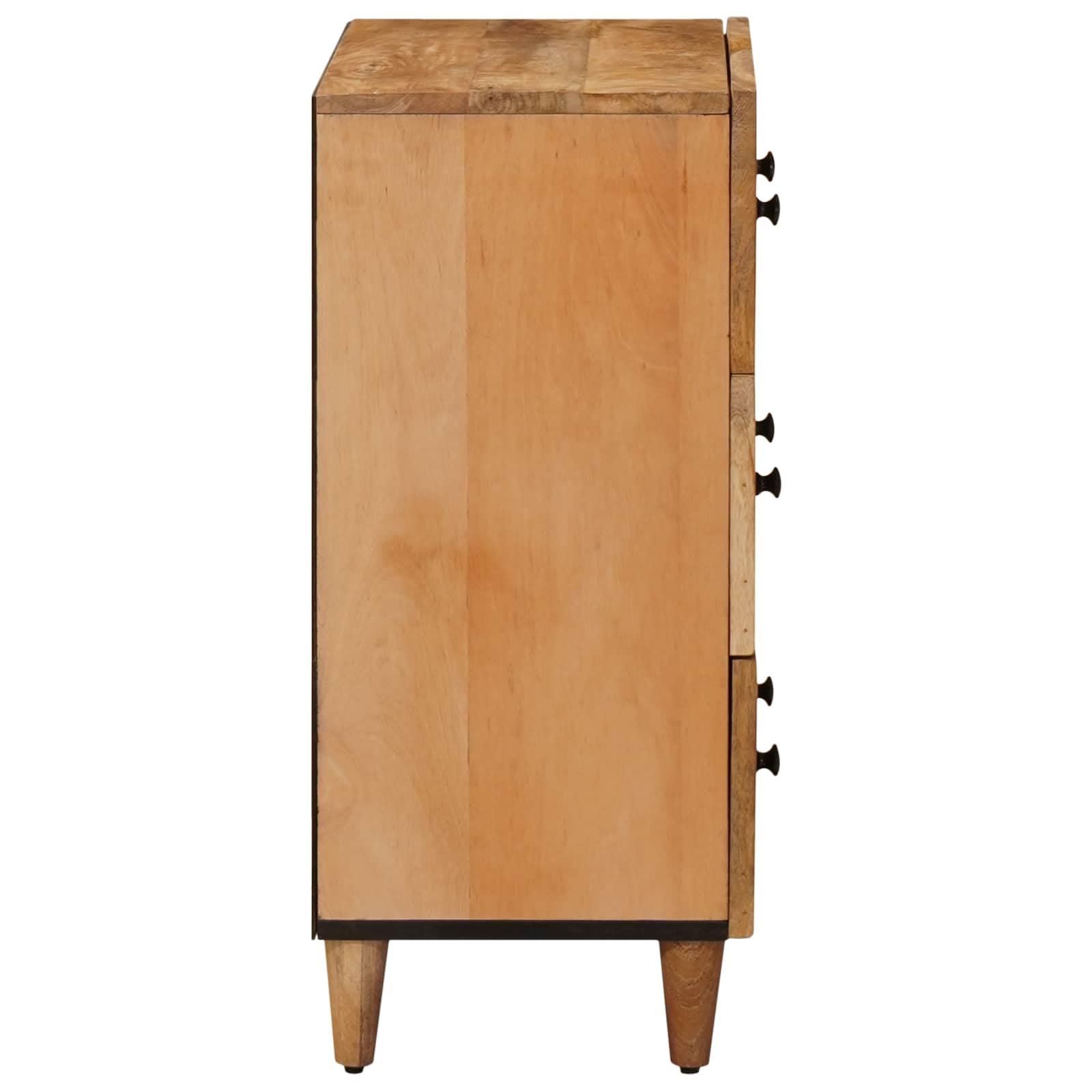 Armoire de rangement en bois de manguier marron 60 x 33,5 x 75 cm avec tiroir et poignées en laiton, armoire polyvalente moderne pour la maison, le bureau, la cave et le couloir pour un
