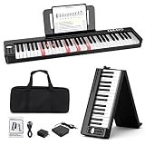 LEKATO 61 Key Folding Piano Keyboard, Semi-Weighted Keys Portable Electric Piano with Music Rest, Tr