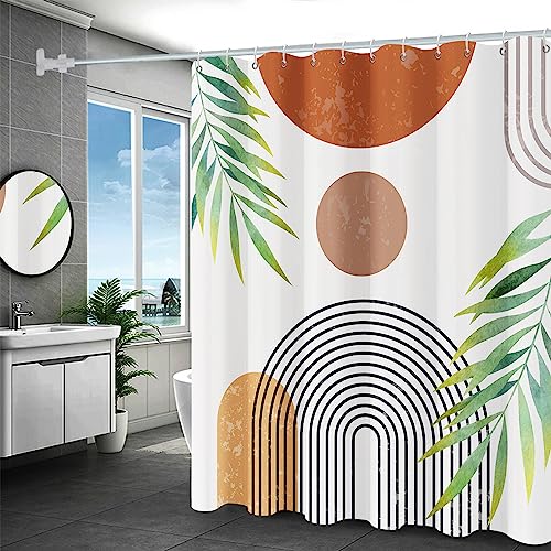 Toengs Boho Shower Curtains For Bathroom Boho Decor Mid Century Modern Spring Shower Curtain - 72" X 72" Bohemian Abstract Botanical Waterproof Colorful Bath Curtain, Brighten Up Your Bathroom #TOP6