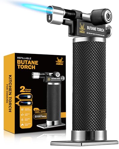 Image of RAVS Butane Torch Lighter, DUAL Flame Mode Kitchen Torch, Refillable Cooking Torch Gun, Creme Brulee Torch Lighter, Blow Torch for Cooking, Welding, Mini Torch Soldering Torch, Butane is Not Included