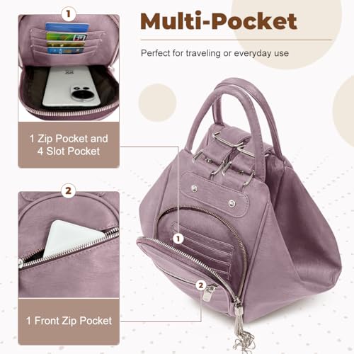 Image of Leather Backpack Purse for Women Anti-theft Casual Shoulder Bag Ladies PU Bookbag Convertible Backpack Tote Bags for Women Handbag with Card Holder for Work Hiking Daily Use