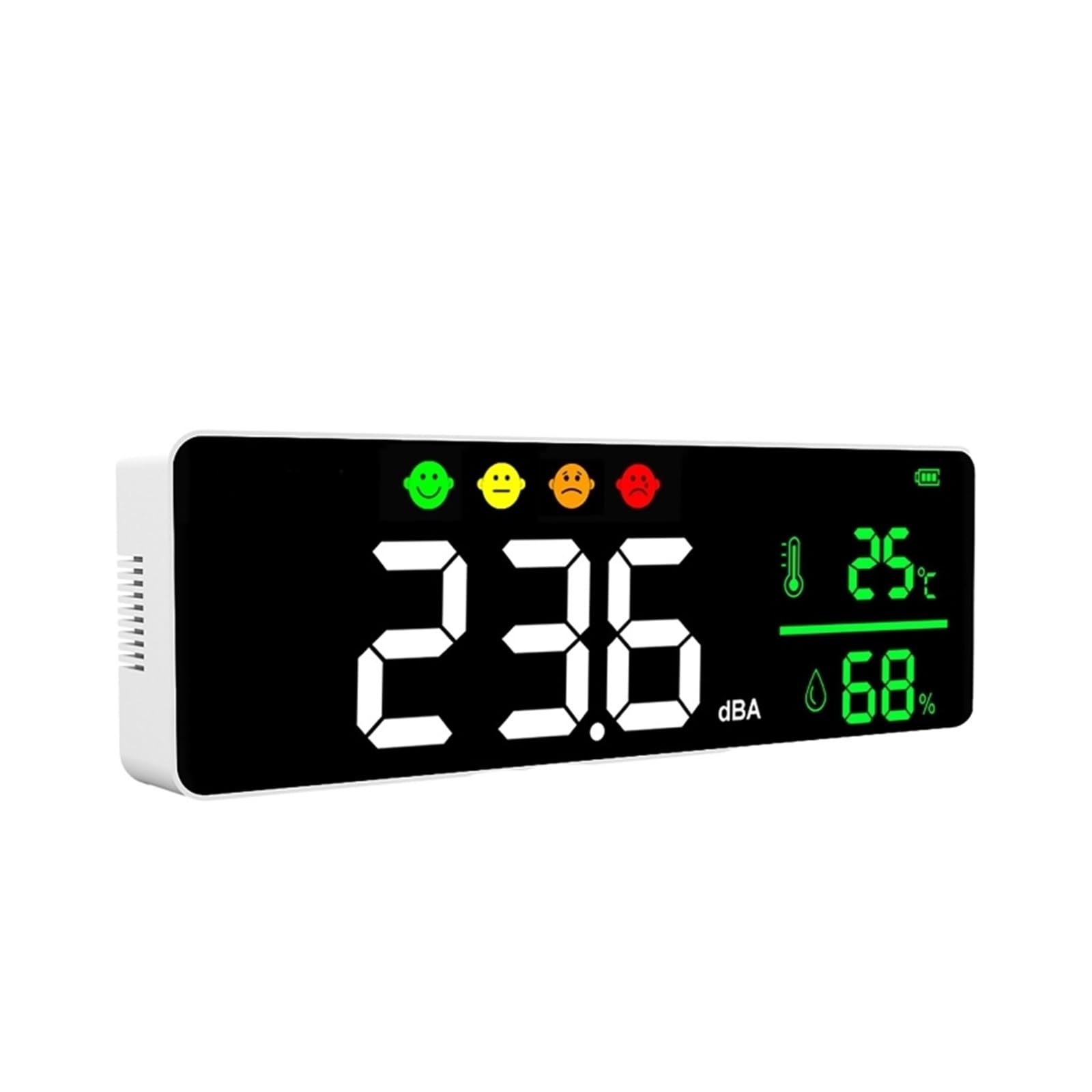 Seveqis Not Clock Decibel Meter, Usb Digital Decibel Sound Meter Smart Wall Mounted Neighbors Noise Detector 30-130Db Led Temperature And Humidity Display Monito