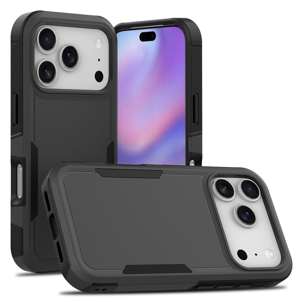 Coque iPhone 12 Pro Max silicone noir double couche rigide antichoc protection - 6