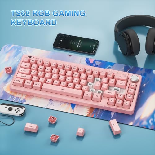 Image of MageGee Mini 60% Gaming Keyboard, RGB Backlit 66 Key Ultra-Compact Keyboard, TS68 Ergonomic Waterproof Mechanical Feeling Office Computer Keyboards for PC, MAC, PS4, Xbox ONE Gamer