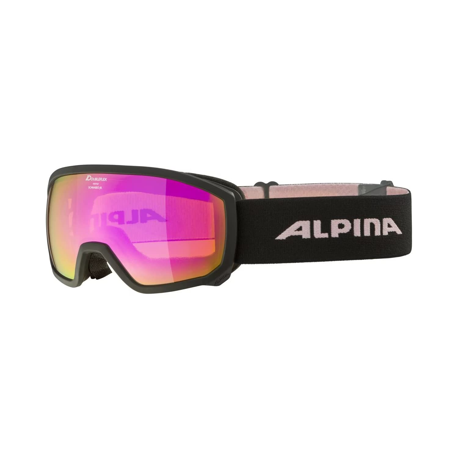 ALPINA SCARABEO JR. Q-LITE - Verspiegelte, Kontrastverstärkende OTG Skibrille Mit 100% UV-Schutz Für Kinder, black-rose, One Size