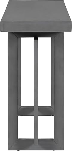 Miniatura 5 de Console Table for Entryway, 59" Wood Sofa Table with Solid Wood Legs, Modern Entryway Table with Geometric Design for Living Room, Hallway (Dawn