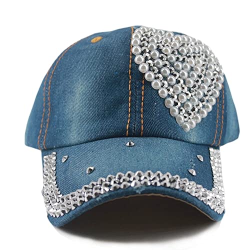 Casquette de baseball denim strass pour femme le style ete chic