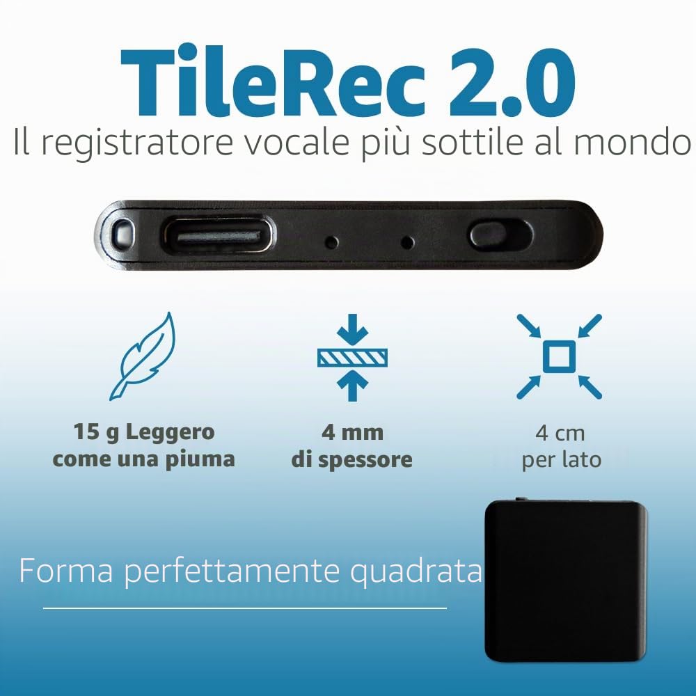 Atto Digital - Mini registratore vocale da 64 GB - 1145 ore - Solo 5 mm di spessore - Registratore vocale - Registratore vocale MP3 - TileREC di Atto Digital