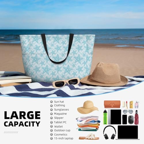 Sea Star Starfish Large Beach Bag Waterproof Sandproof Swim Tote Pool Bag For Women With Zipper4
