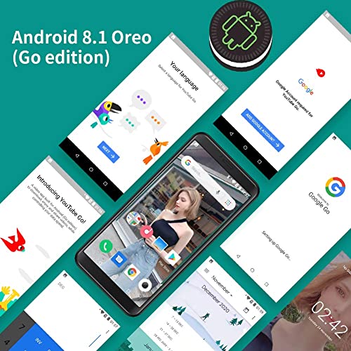 Kxd 6C Cell Phone 4G Android Phones Unlocked 5.5" Full-Screen Phone 8Mp Camera Smartphones Face Id 2500Mah Battery 16Gb Rom With 64Gb Expandable Memory Mobile Phones Us Version (Black) #TOP7