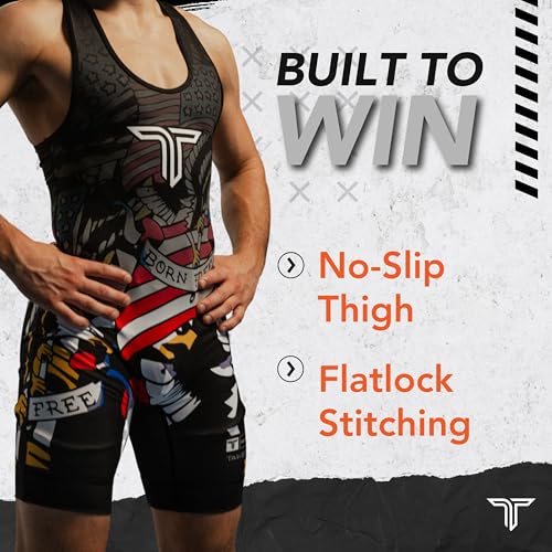Takedown Wrestling Singlet for Men – Lightweight Compression Fit Wrestling Gear for Powerlifting & Workouts (Blue, 2X-Large) - Thumbnail 2