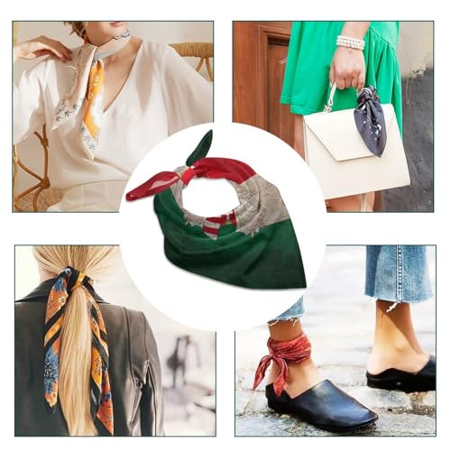 Homect with Hungarian Flag Bandana Kerchief for Women Colorful Square Scarf Lightweight Handbags Purse Scarves4