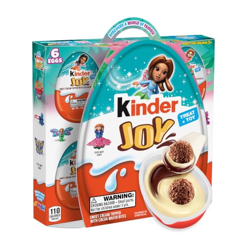 Kinder Joy Eggs, 6 Count, Treat Plus Toy, Sweet Creams and Chocolatey Wafers, Individually Wrapped...