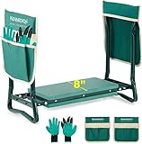 MBQMBSS Garten-Kniebank und Sitz, robuster Garten-Kniesitz, tragbare Gartenwerkzeuge, faltbarer EVA-Gartenhelfersitz mit 2 Werkzeugtaschen, hochwertiges Geschenk für Arthritis Gärtner