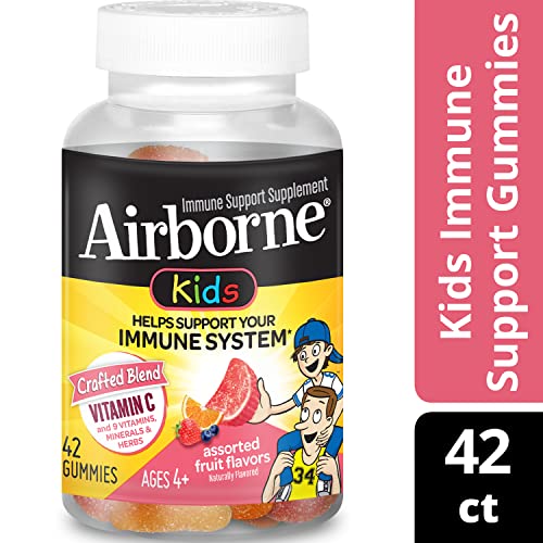 Airborne Kids Assorted Fruit Flavored Gummies, 42 Count - 500Mg Of Vitamin C And Minerals & Herbs Immune Support (Packaging May Vary) ( Pack Of 2) #TOP7