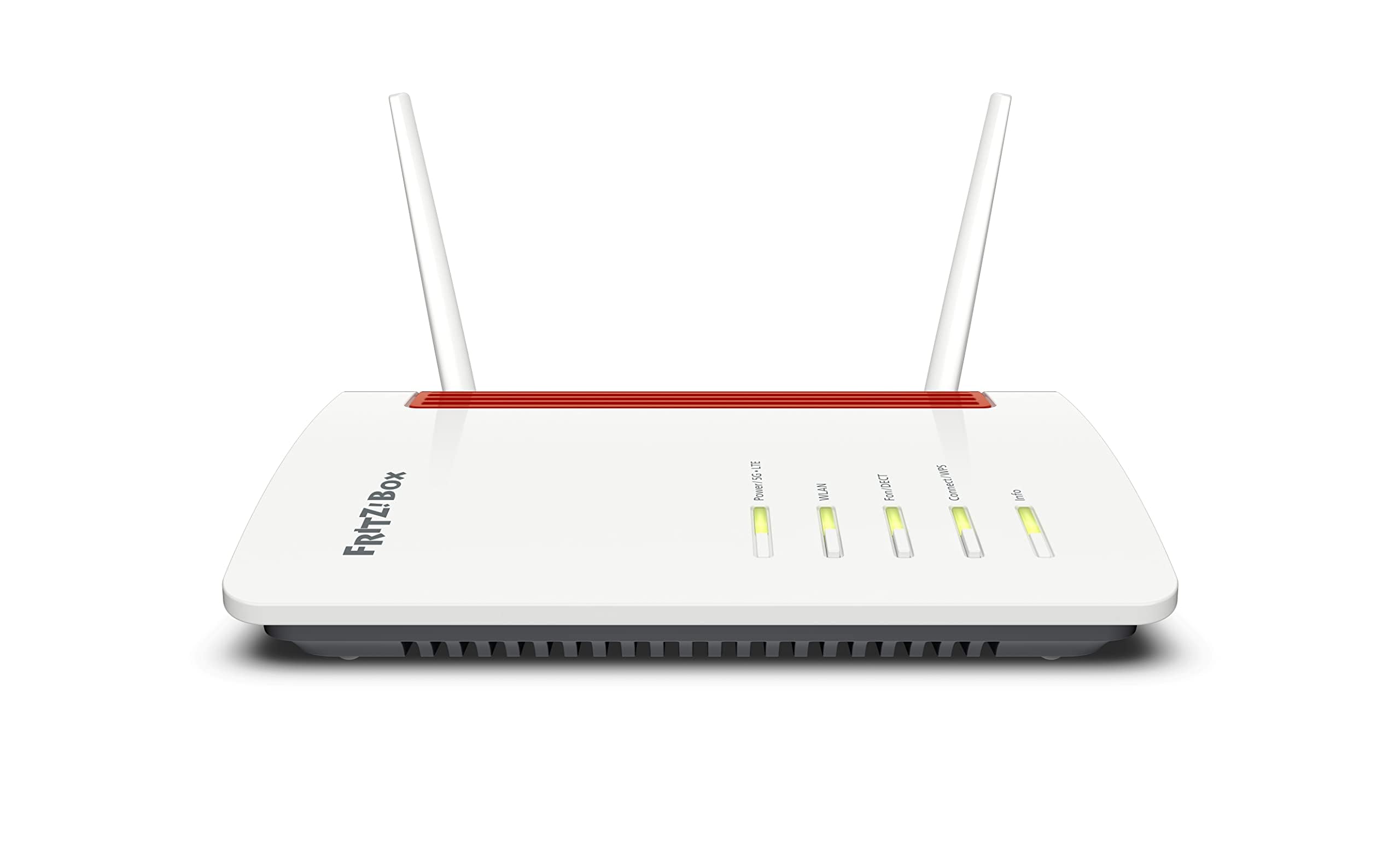 FRITZ!Box 6850 5G (Mobilfunk-Internet bis zu 1.300 MBit/s, WLAN AC+N bis 866 MBit/s (5 GHz) & 400 MBit/s (2,4 GHz), 4 x Gigabit-LAN, DECT-Basis, USB 3.0, geeignet für Deutschland, v2)