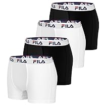 FILA Boxer Uomo Cotone, anti-irritazione, traspirante, set di 4, Bianco, Nero, Taglie XL
