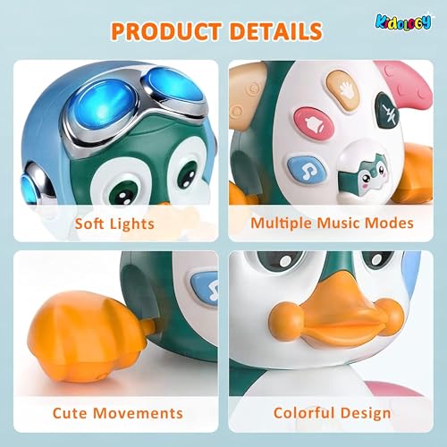 Image of Kidology Crawling Penguin Baby Toy with LED Lights | Interactive Musical Kids Toy for Early Learning & Entertainment | Perfect Christmas and Birthday Gift for Toddlers & Infants (Blue)